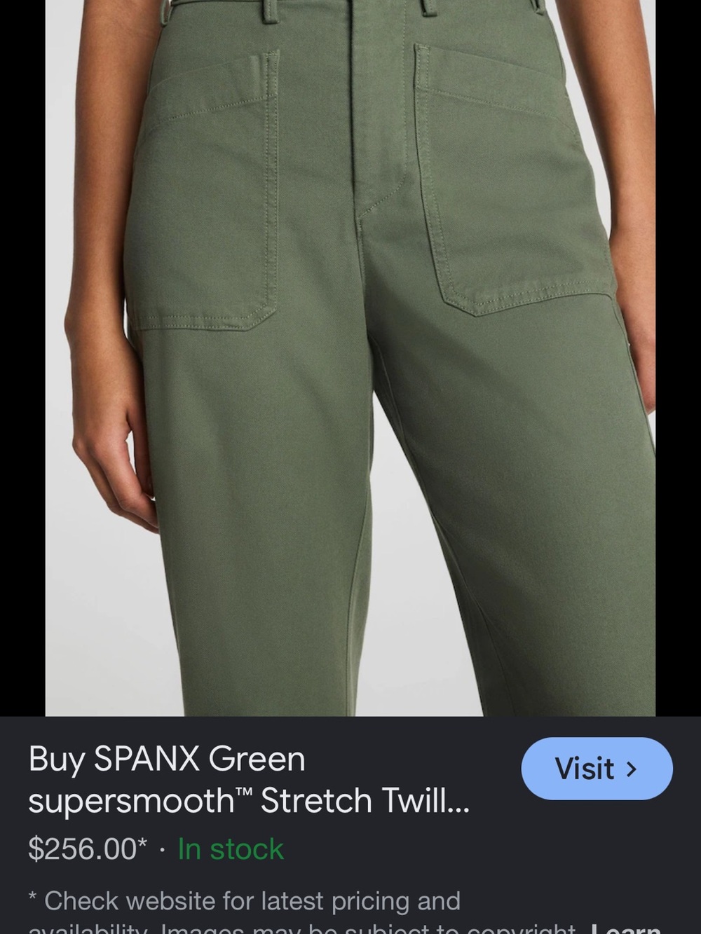 SPANX Olive Green High-Rise Wide Leg Pants - Picture 3 of 3